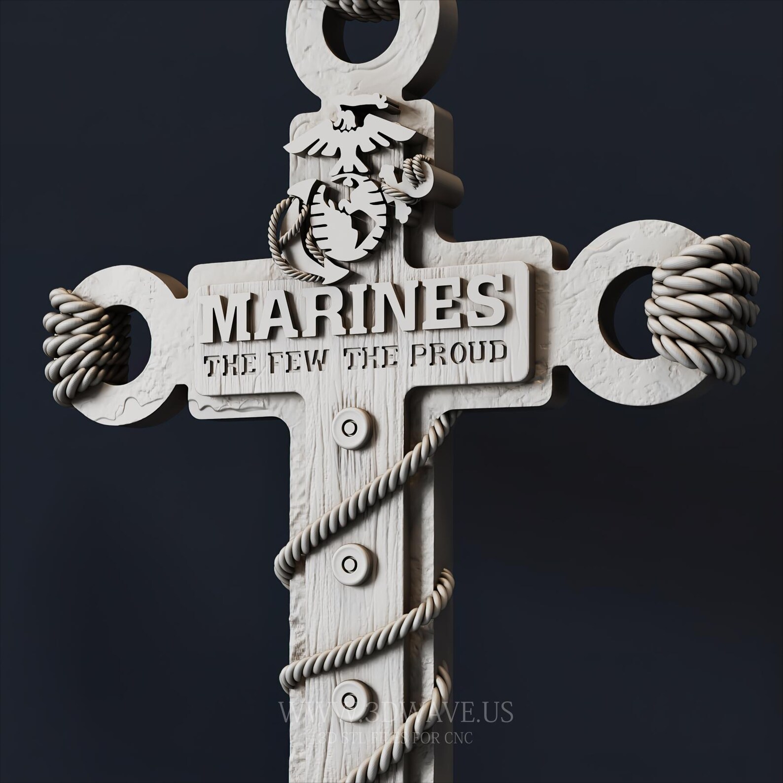 Cnc Router Twisted Rope Pattern USMC Rope Cross Military Wall Art | CNC Router Files STL for Wood ...
