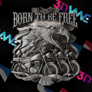Eagle | Biker | Patriotic | 3d model | STL | CNC files | Wall decor | Wood art |  Home Decor | DIY | 3d | Digital download