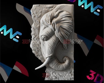 Elephant Wall Art 3D Model | CNC Router Files (Digital Download)