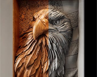Eagle STL File | Patriotic Eagle 3D Relief | CNC Router Digital Download