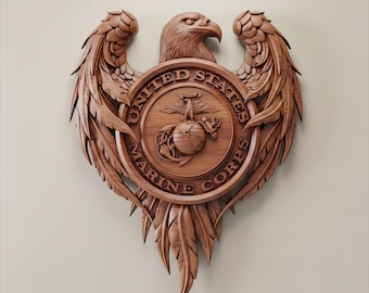 USMC Eagle Wall Art Gift | Marine Corps Veteran Plaque, Military Decor STL