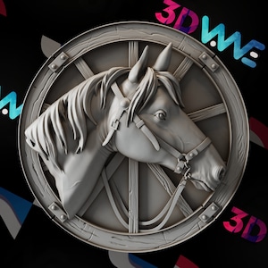 Cavallo 3d stl / modello 3d / STL / file CNC / decorazioni murali / arte del legno / decorazioni per la casa / fai da te / 3d / download digitale / 3d