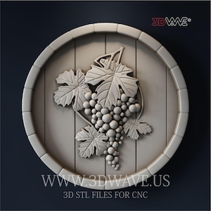 BarrelGrape Wall sculpture 3D STL File - CNC Carving Template, Wood Wall Art, Home Decor, 3D Sculpture, Vectric Aspire | Digital Download