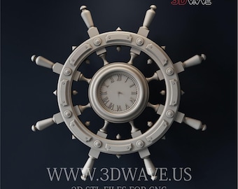 Lenkrad Wanduhr 3D STL Datei: CNC Carving Template (Digitale Dateien)