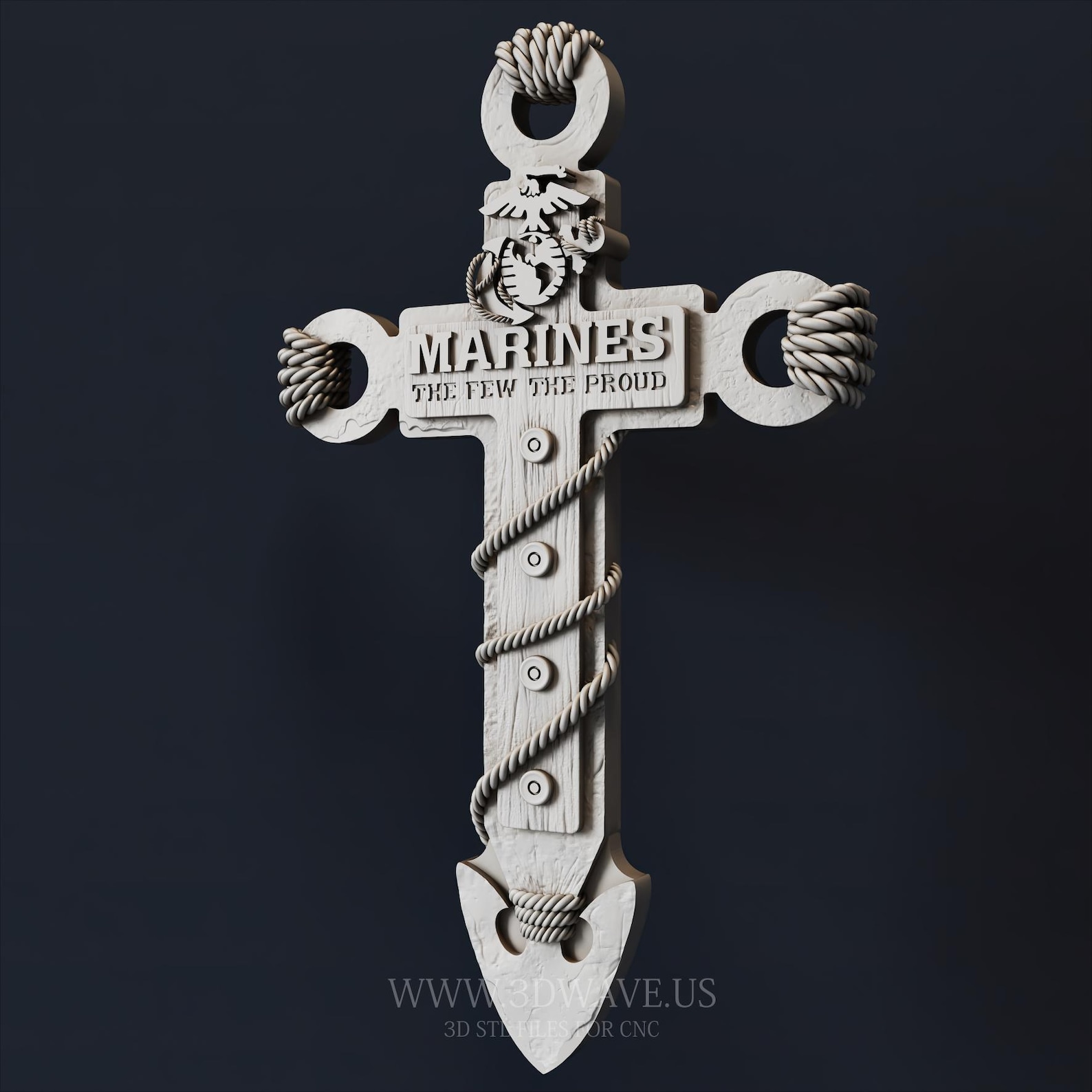 Cnc Router Twisted Rope Pattern USMC Rope Cross Military Wall Art | CNC Router Files STL for Wood ...