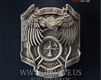 American Firefighter Sign 3d STL File: CNC Carving Template, Wood Wall Art (Digital Files)