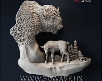 Bison 3D STL File: CNC Carving Template - Wood Wall Art (Digital Download)
