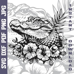 Alligator Vector Art & Laser Cut Files | SVG, DXF, PNG | Cricut, Laser, Glowforge Ready - Digital Download