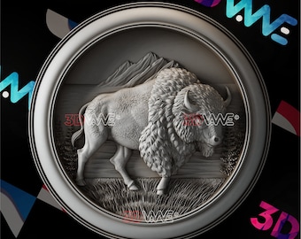 Bison 3D Model | CNC Files, Western Wall Decor (Digital Download)