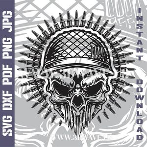 Soldier Skull | Vector Art & Laser Cut Files | SVG, DXF, PNG | Cricut, Laser, Glowforge Ready - Digital Download | Patriotic