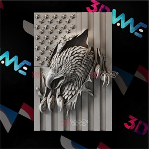 Eagle | Bird |  American eagle | 3d model | STL | CNC files | Wall decor | Wood art |  Home Decor | DIY | 3d | Digital download