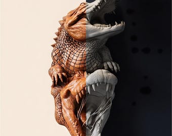 File STL di un alligatore / Rilievo CNC di un coccodrillo / Intaglio murale di un predatore (download digitale)