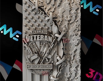 Amerikanische Flagge | Veteran | Militär | 3d model | STL | CNC Dateien | Wanddeko | Holzkunst | Wohndekor | DIY | 3d | Digitaler Download