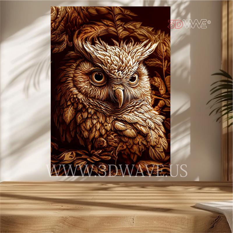 Owl 3D Illusion Laser Engraving File- Glowforge & Lightburn Ready - Laser Burn/Engrave PNG, Wood