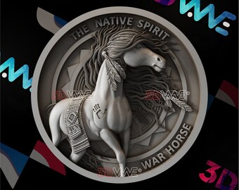 American horse  | Patriotic |  Native | 3d model | STL | CNC files | Wall decor | Wood art |  Home Decor | DIY | 3d | Digital download