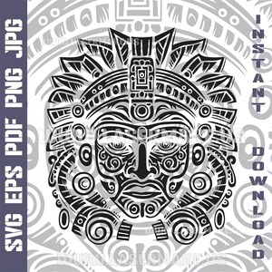 Maya tribal mask SVG file | cut file for cricut | printable png| SVG dxf cut files | laser file | digital download | SVG | cricut