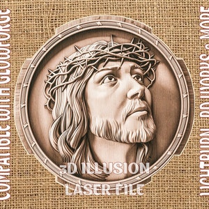 Laser burn Digital Design File - Jesus Laser File - Engrave - SVG - Glowforge - Laser Engraving - Wood Engraving - 3D ILLUSION - Christ 3d