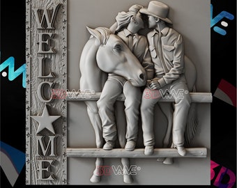 Western | Cowboy | Love | 3d model | STL | CNC files | Wall decor | Wood art |  Home Decor | DIY | 3d | Digital download