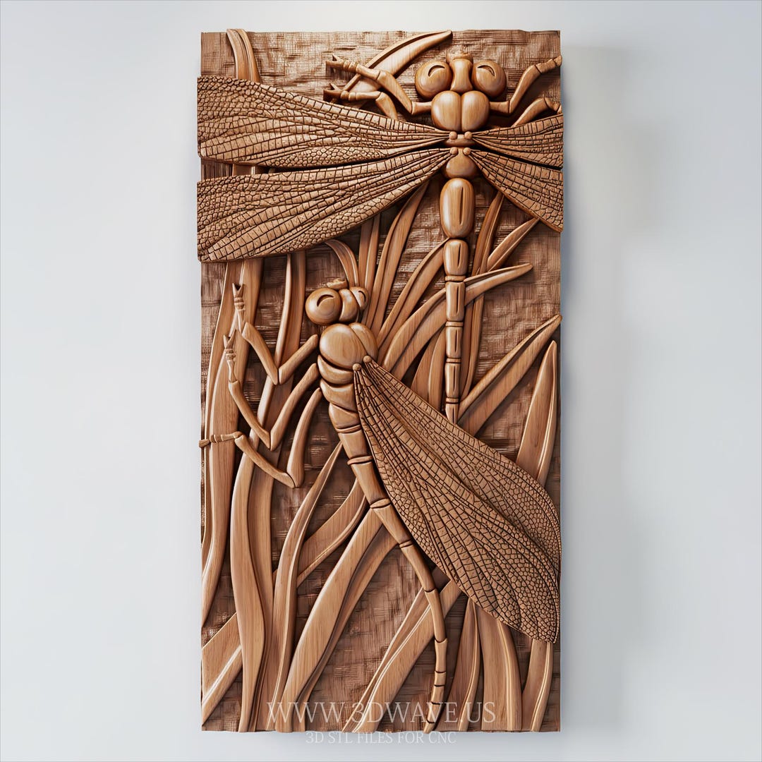 Dragonfly CNC Relief | Insect 3D Bas Relief & Nature Wall Art | STL ...