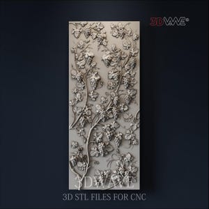 Grapes Wall sculpture 3D STL File - CNC Carving Template, Wood Wall Art, Home Decor, 3D Sculpture, Vectric Aspire, Woodworking Project