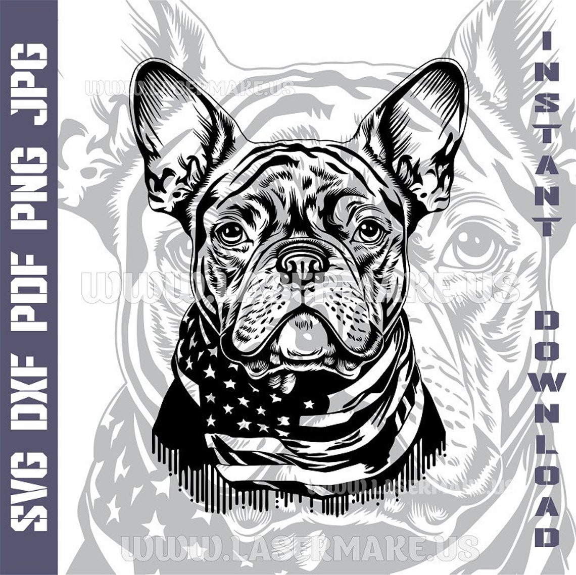 Patriotic French Bulldog SVG File | Cut File for Cricut | Printable Png ...