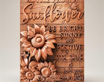 CNC-Fräserdatei | Sonnenblume Zitat STL-Datei | Holzschnitzerei Muster | Digitaler Download