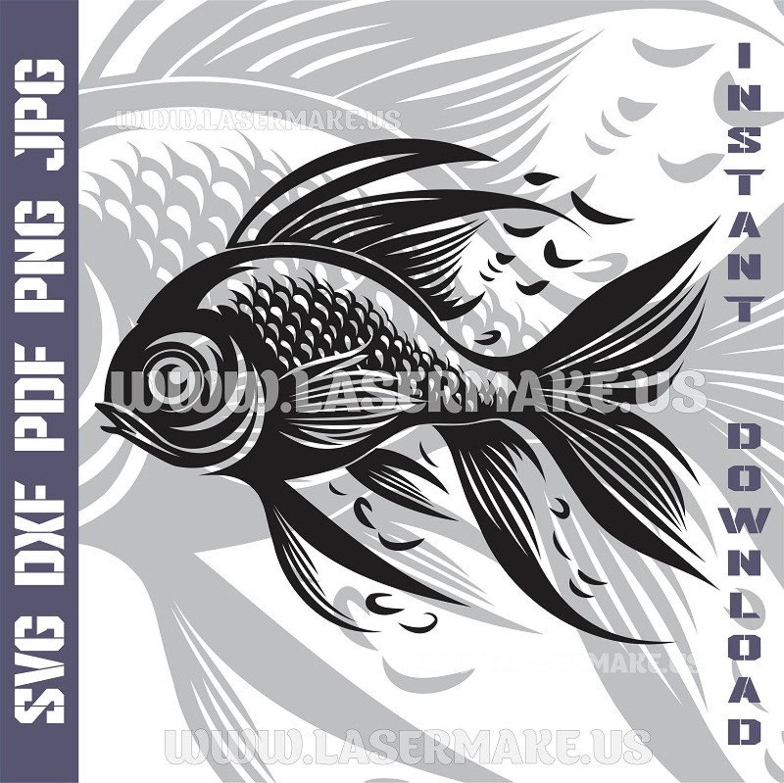 Fish Back File Fish SVG File Cut File for Cricut Printable Png SVG Dxf Cut Files Laser ...