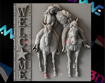 Cowboy Love CNC 3D Model | Western Wall Decor (Digital Download)