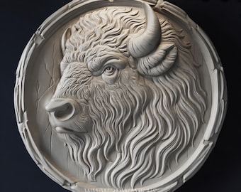 Bison 3D Relief | Buffalo STL File for CNC | Rustic Wildlife Wall Art