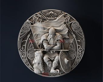 Viking Berserker Wall Decor 3D Model | CNC Ready (Digital Download)