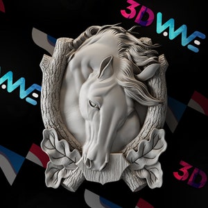 Cavallo / Modello 3d / STL / File CNC / Decorazioni murali / Arte del legno / Decorazioni per la casa / Fai da te / 3d / Download digitale / 3d