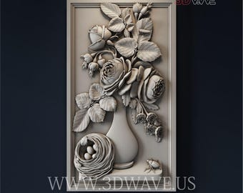 3D Flowers STL File: CNC Carving Template for Woodworking (Digital Download)