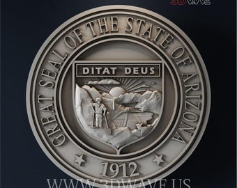 File STL 3D: modello digitale del sigillo dello stato dell'Arizona / modello di intaglio CNC / file digitali