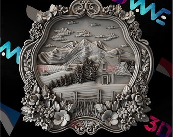 CNC Country Scene Wall Decor 3D Model | STL File (Digital Download)