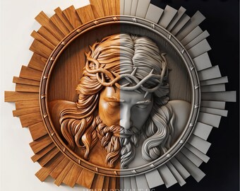 Jesus STL File | Crown of Thorns 3D Relief | CNC Router Digital  Download