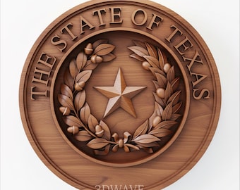 Texas State Seal Plaque STL | Lone Star Wall Art, 3D CNC Model