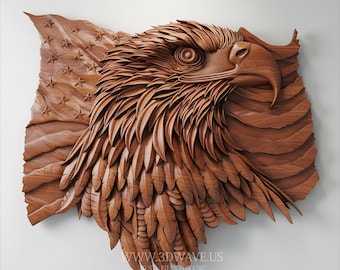 Bald Eagle CNC | American Flag STL | Eagle File 3D model (Digital Download)
