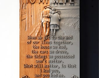 To My Wife STL File | Romantic Couple Relief CNC Model | Router Digital Download