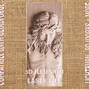 Laser burn Digital Design File - Jesus Laser File - Engrave - SVG - Glowforge - Laser Engraving - Wood Engraving - 3D ILLUSION - Christ 3d