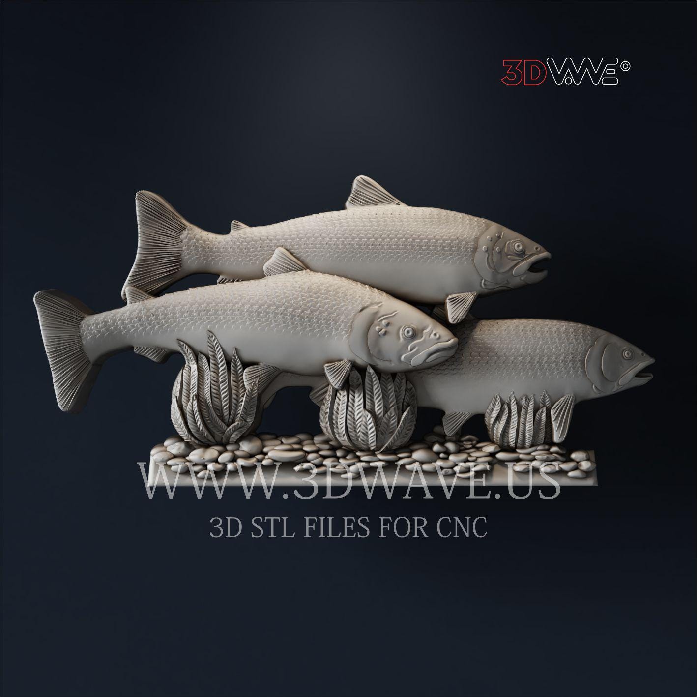 Fish 3D STL File: CNC Carving Template, Wood Wall Art (Digital File)