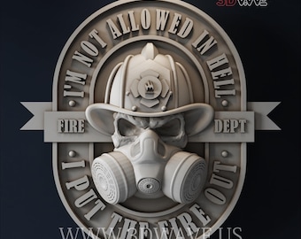 Firefighter badge | Fireman | 3d model | STL | CNC files | Wall decor | Wood art |  Home Decor | DIY | Digital download | 3d