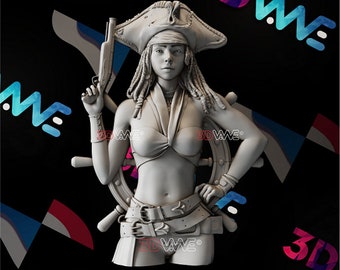 Piraten Mädchen 3d | Pirat | 3D Modell | STL | CNC-Dateien | Wanddekor | Holzkunst |  Wohnkultur | Basteln | 3D | Digitaler Download | 3d
