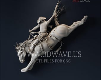 Cowboy & Häst 3D STL-fil: CNC-sniderimall (digital nedladdning)