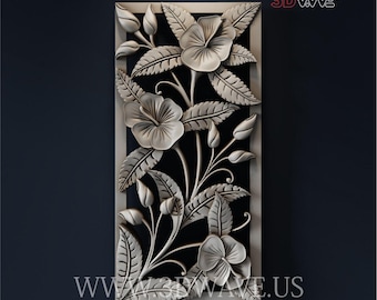 Flowers STL File: CNC Carving Template, Wood Wall Art (Digital Files)