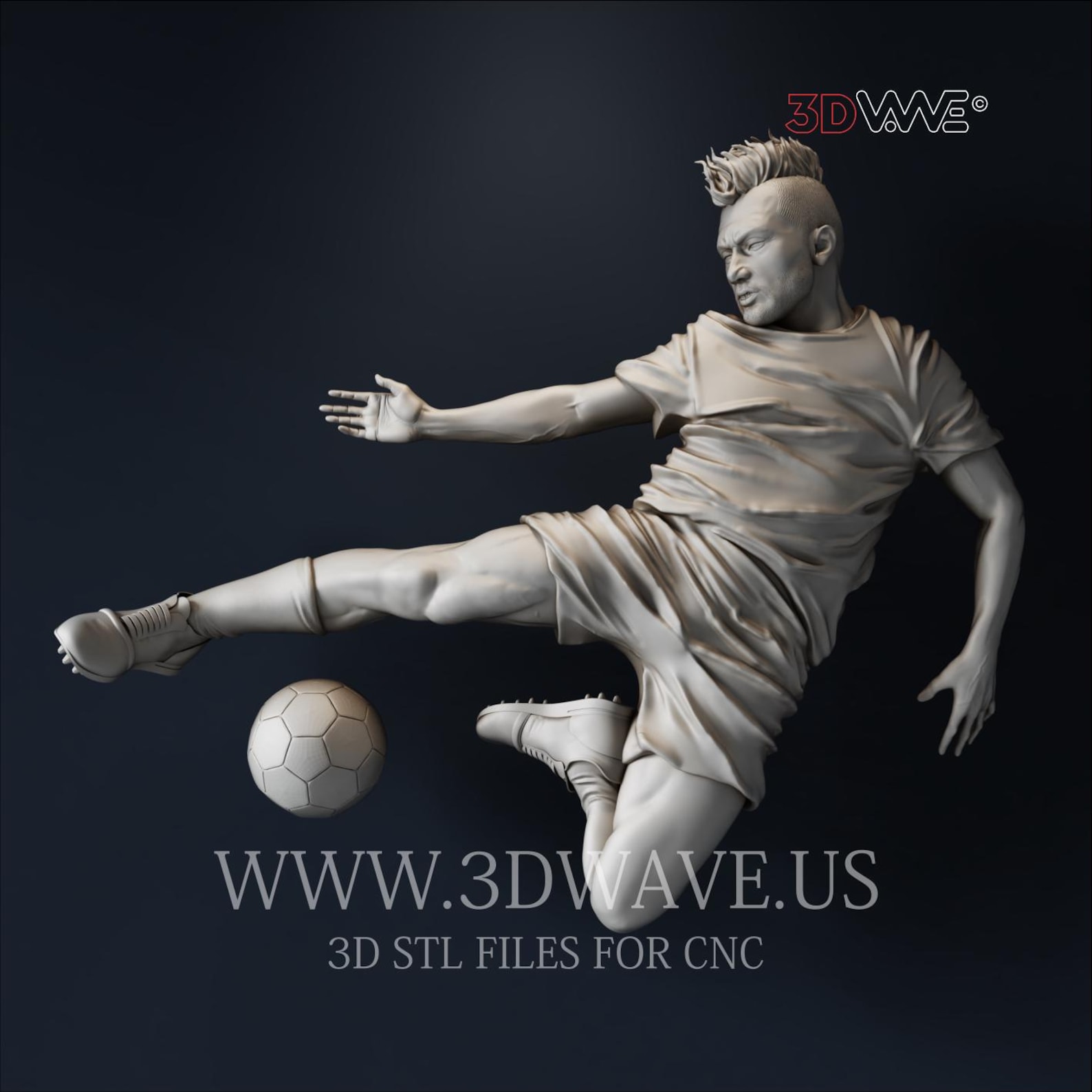 3D Football Soccer Player STL Files - CNC Wall Art & Home Decor Digital ...