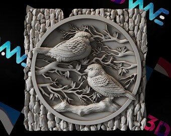 Birds 3D Model | CNC Wall Decor, Wood Art (Digital Download)