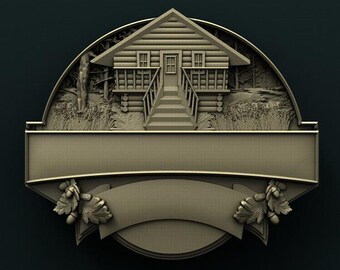 Cabin Welcome Sign 3D STL File: CNC Carving Template, Woodworking Project (Digital Download)