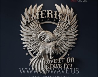 3d STL CNC files - American Eagle: CNC router project - Wood Wall Art - Digital Download