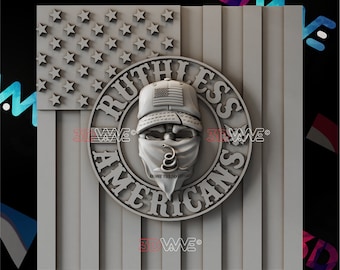 American flag | Ruthless americans | 3d model | STL | CNC files | Wall decor | Wood art |  Home Decor | DIY | 3d | Digital download