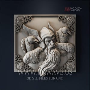 Odin Norse God 3d STL File - CNC Carving Template, Wall Art, Home Decor, 3D Sculpture, Vectric Aspire, Woodworking Project | Digital